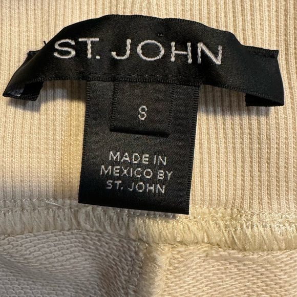 ST. JOHN $695 French Terry Joggers Cream Beige Embellished Pockets Size S - Picture 7 of 8